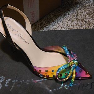 Betsey Johnson Rhinestone rainbow heels
